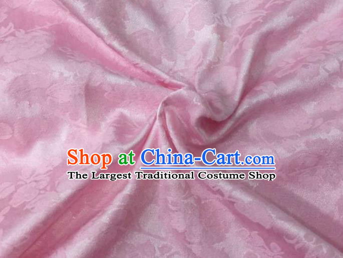 Chinese Traditional Apparel Fabric Pink Brocade Classical Pattern Design Silk Material Satin Drapery