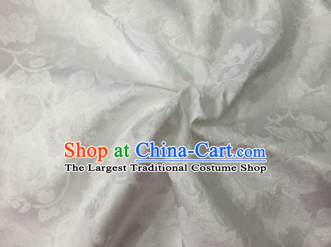 Chinese Traditional Apparel Fabric White Brocade Classical Pattern Design Silk Material Satin Drapery