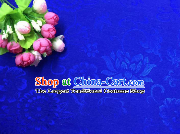 Chinese Traditional Apparel Fabric Blue Qipao Brocade Classical Pattern Design Silk Material Satin Drapery