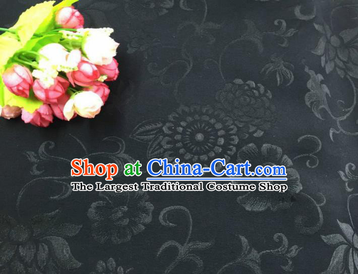 Chinese Traditional Apparel Fabric Black Qipao Brocade Classical Pattern Design Silk Material Satin Drapery