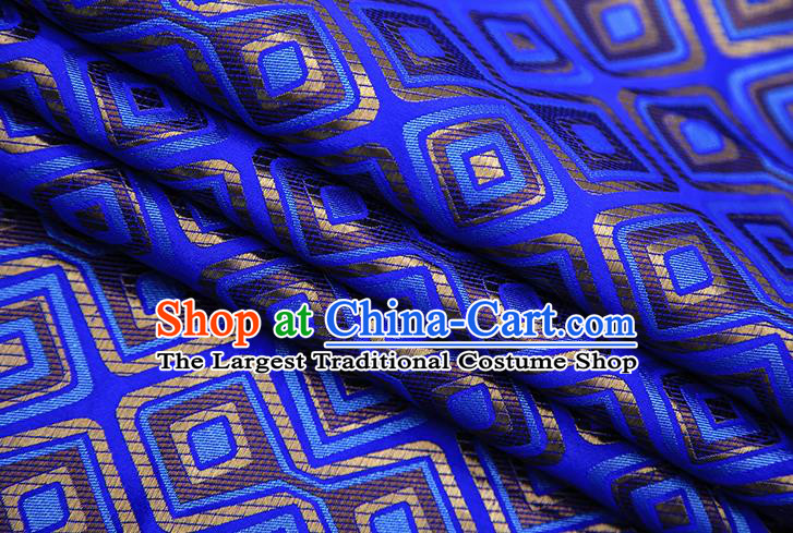 Chinese Traditional Apparel Qipao Fabric Royalblue Brocade Classical Pattern Design Material Satin Drapery