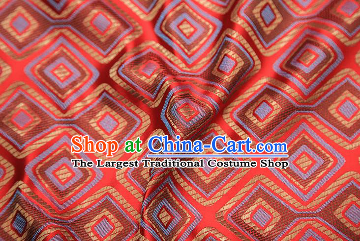 Chinese Traditional Apparel Qipao Fabric Red Brocade Classical Pattern Design Material Satin Drapery