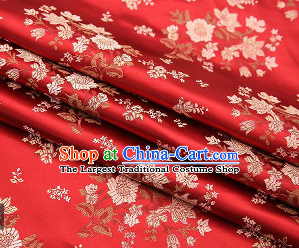 Traditional Chinese Purplish Red Brocade Fabric Tang Suit Classical Pattern Design Satin Material Drapery