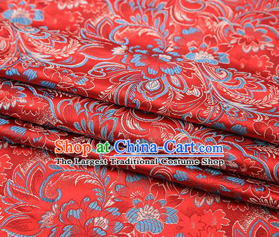 Chinese Traditional Red Satin Brocade Fabric Tang Suit Classical Pattern Design Material Drapery