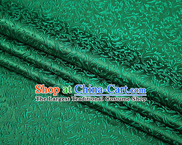 Top Grade Chinese Traditional Green Brocade Fabric Tang Suit Satin Material Classical Pattern Design Drapery