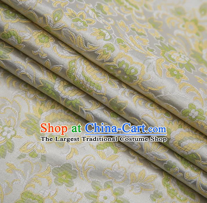 Chinese Traditional Apparel Light Green Brocade Fabric Classical Flowers Pattern Design Material Satin Drapery