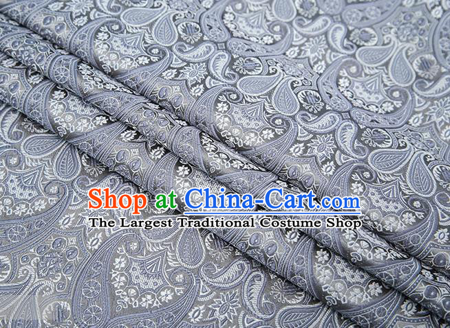 Chinese Traditional Grey Satin Fabric Tang Suit Brocade Classical Loquat Flower Pattern Design Material Drapery