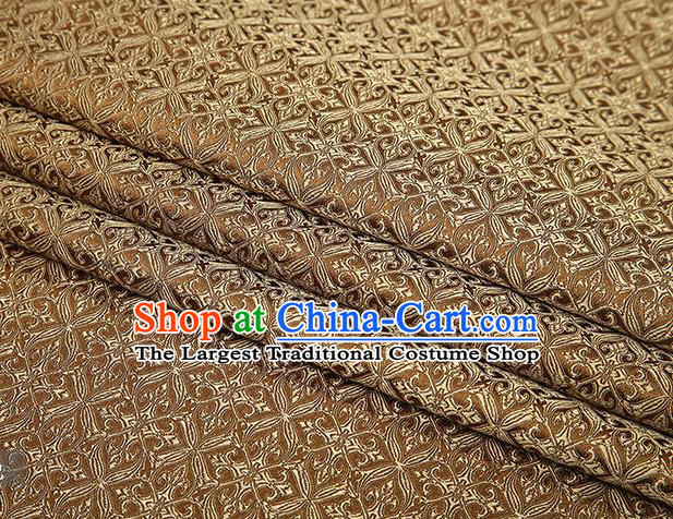 Top Grade Chinese Traditional Brown Brocade Fabric Tang Suit Satin Material Classical Pattern Design Drapery