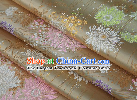 Top Grade Chinese Traditional Golden Brocade Fabric Tang Suit Silk Material Classical Chrysanthemum Pattern Design Drapery