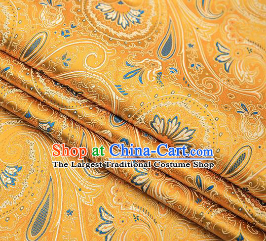 Chinese Traditional Tang Suit Golden Brocade Fabric Classical Pattern Design Material Satin Drapery