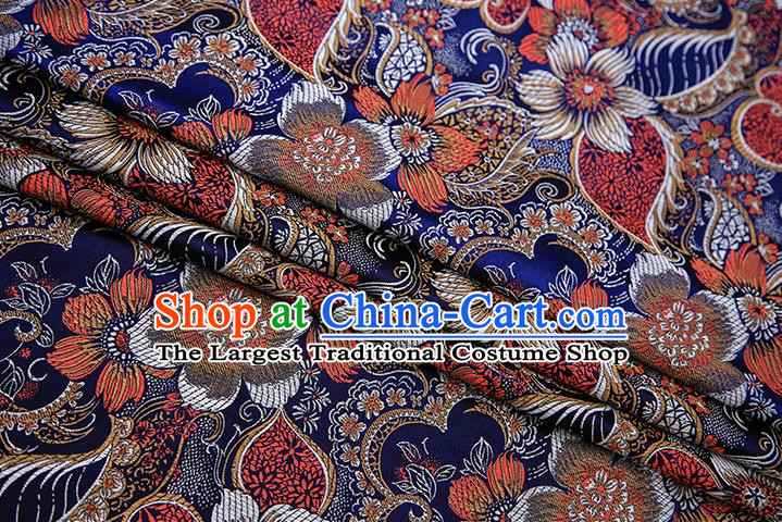 Traditional Chinese Tang Suit Royalblue Brocade Fabric Classical Pattern Design Material Satin Drapery