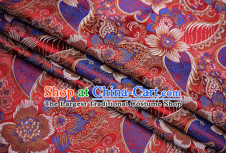 Traditional Chinese Tang Suit Purplish Red Brocade Fabric Classical Pattern Design Material Satin Drapery