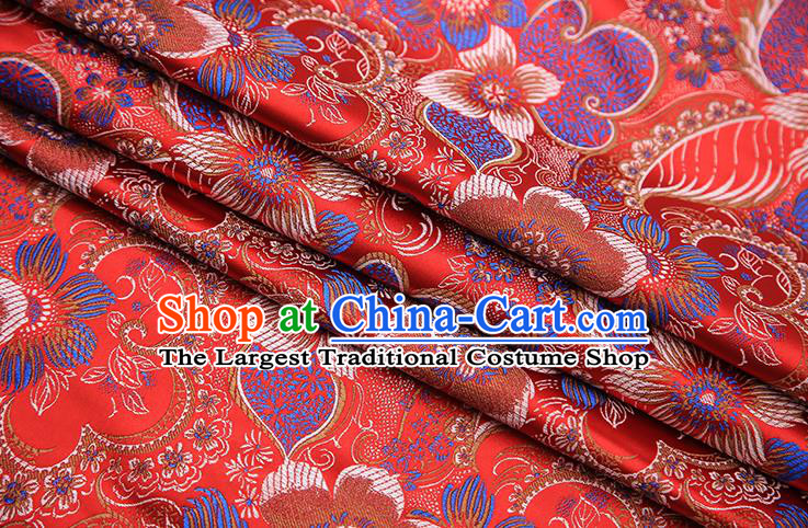 Traditional Chinese Tang Suit Red Brocade Fabric Classical Pattern Design Material Satin Drapery