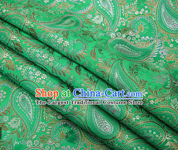 Traditional Chinese Tang Suit Green Brocade Fabric Classical Loquat Flowers Pattern Design Material Satin Drapery