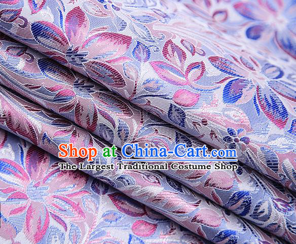 Traditional Chinese Tang Suit Lilac Brocade Fabric Classical Petunia Pattern Design Satin Material Drapery