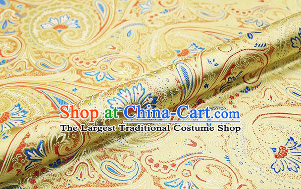 Chinese Traditional Satin Classical Loquat Flower Pattern Design Light Golden Brocade Fabric Tang Suit Material Drapery
