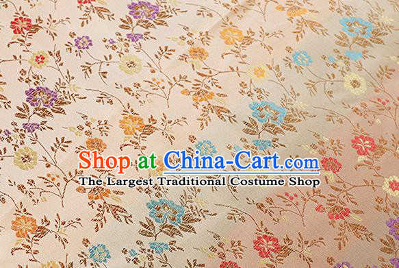 Chinese Traditional Garment Fabric Classical Flowers Pattern Design Light Golden Brocade Cushion Material Drapery