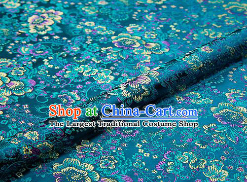 Peacock Green Brocade Chinese Traditional Garment Fabric Classical Peony Pattern Design Satin Cushion Material Drapery
