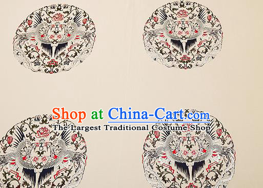 Top Grade Phoenix Pattern Beige Brocade Chinese Traditional Garment Fabric Cushion Satin Material Drapery