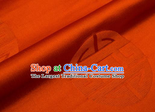 Top Grade Classical Pattern Orange Brocade Chinese Traditional Garment Fabric Cushion Satin Material Drapery