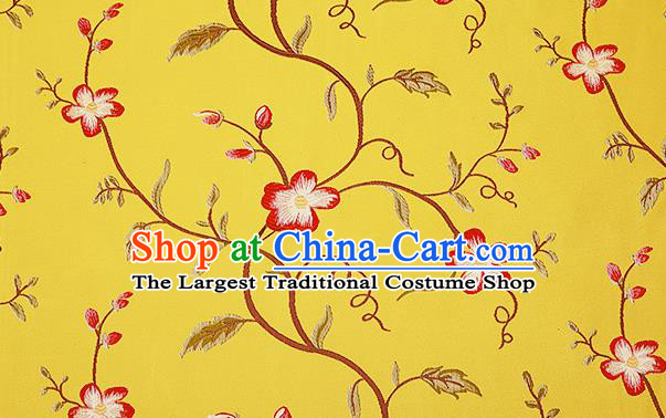 Top Grade Classical Cirrus Flowers Pattern Yellow Brocade Chinese Traditional Garment Fabric Cushion Satin Material Drapery