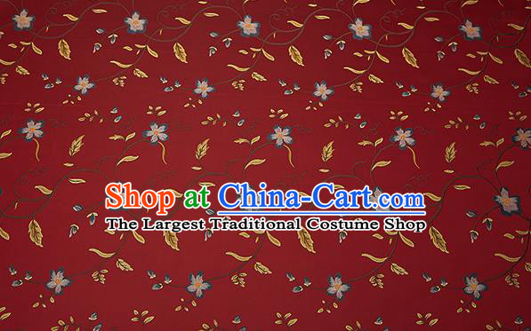 Top Grade Classical Cirrus Flowers Pattern Purplish Red Brocade Chinese Traditional Garment Fabric Cushion Satin Material Drapery