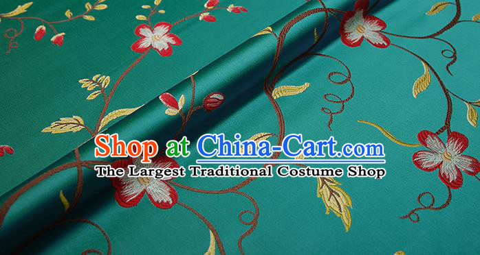 Top Grade Classical Cirrus Flowers Pattern Green Brocade Chinese Traditional Garment Fabric Cushion Satin Material Drapery