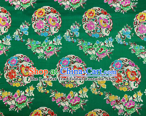 Top Grade Classical Pattern Green Nanjing Brocade Chinese Traditional Garment Fabric Tang Suit Satin Material Drapery