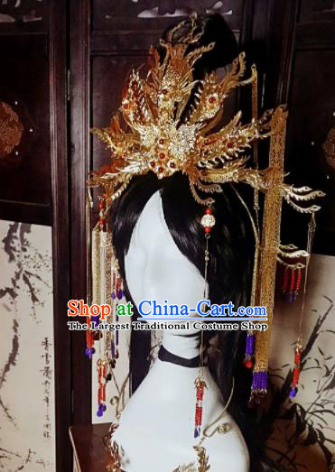 Chinese Handmade Ancient Princess Hair Accessories Bride Phoenix Coronet Hairpins Headwear for Women