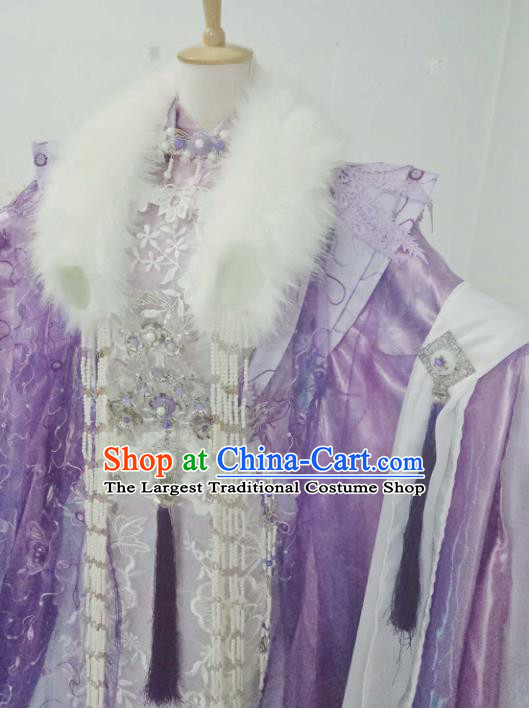 Chinese Ancient Cosplay Peri Purple Costumes Traditional Princess Embroidered Hanfu Dress for Women