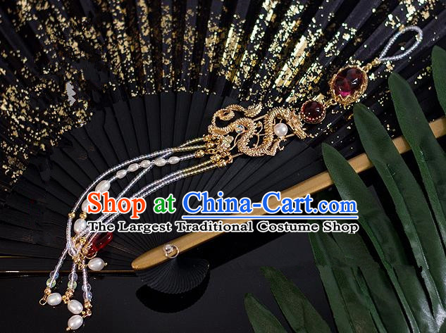 Chinese Traditional Handmade Palace Accessories Golden Dragons Tassel Pendant