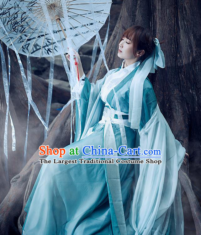 Traditional Chinese Ancient Swordswoman Costumes Jin Dynasty Nobility Lady Hanfu Dress for Women