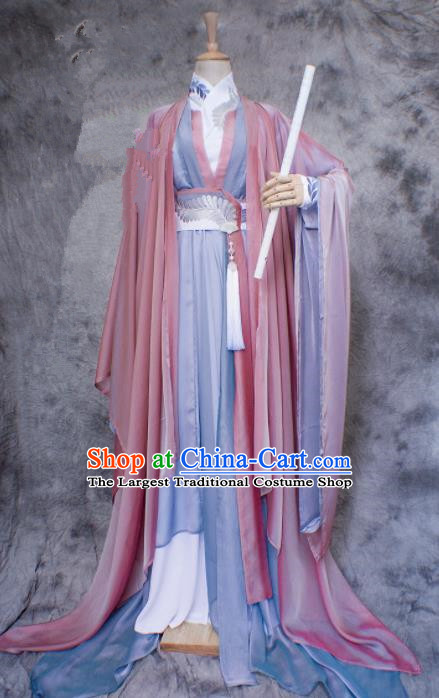 Chinese Ancient Swordswoman Costumes Traditional Jin Dynasty Nobility Lady Hanfu Dress for Women