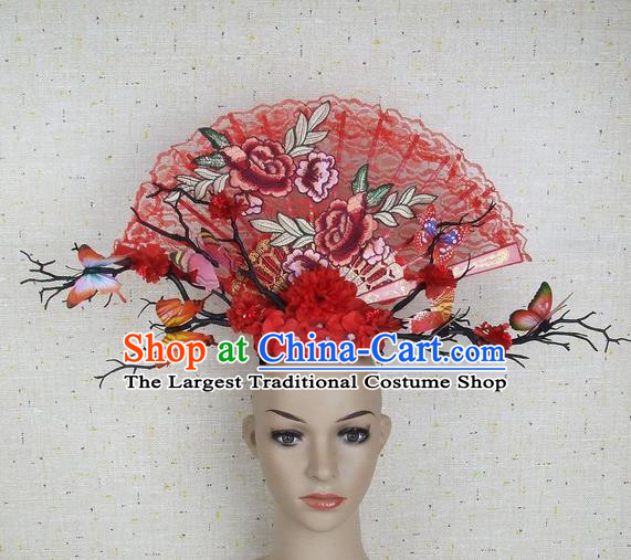 Top Grade Handmade Chinese Embroidered Peony Palace Hair Clasp Headdress Traditional Hair Accessories for Women