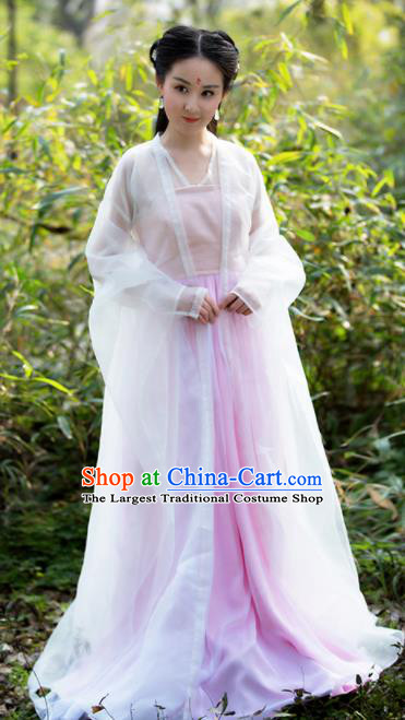Asian Chinese Ancient Palace Lady Costumes Traditional Peri Princess Hanfu Dress for Women