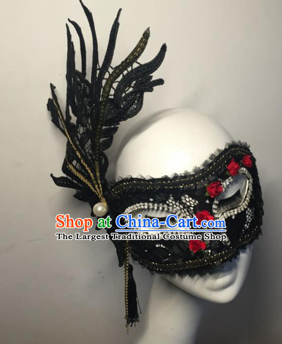 Halloween Exaggerated Accessories Catwalks Black Lace Masks for Women