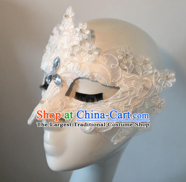 Halloween Exaggerated Accessories Catwalks White Lace Masks for Women