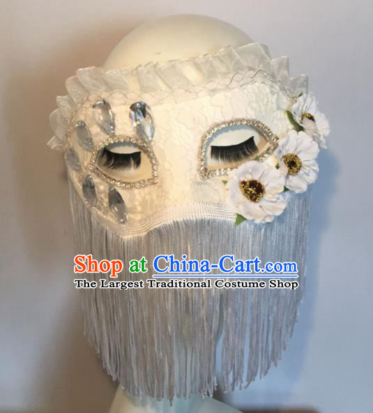 Halloween Exaggerated Accessories Catwalks White Tassel Masks for Women