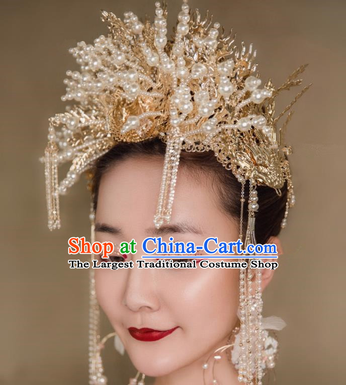 Chinese Traditional Bride Headdress Palace Exaggerated Phoenix Coronet Hair Accessories for Women