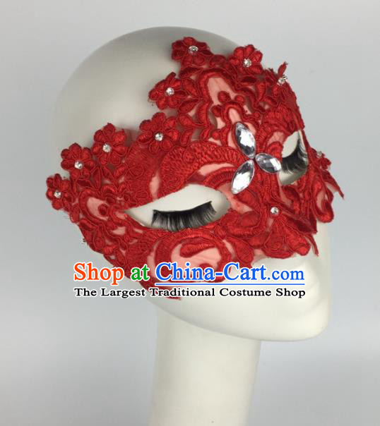 Halloween Exaggerated Accessories Catwalks Red Lace Masks for Women