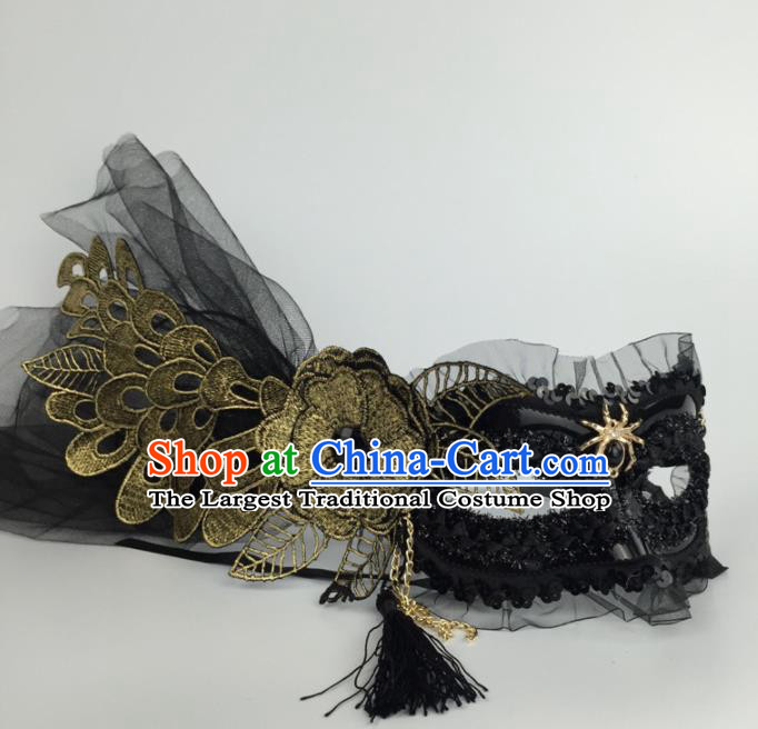 Halloween Exaggerated Accessories Catwalks Golden Lace Flower Masks for Women