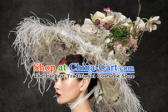 Top Grade Halloween Catwalks Hair Accessories Baroque Queen Exaggerated Top Hat for Women