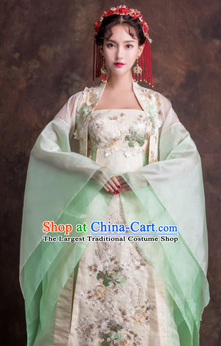 Chinese Traditional Embroidered Green Xiuhe Suits Ancient Imperial Consort Wedding Dress for Women