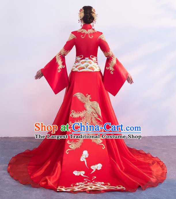 Chinese Traditional Embroidered Wedding Costumes Red Xiuhe Suits Ancient Bride Dress for Women