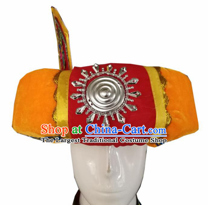 Chinese Traditional National Hat Ethnic Yi Nationality Orange Hat for Men