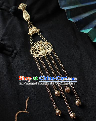 Chinese Classical Jewelry Accessories Traditional Hanfu Golden Brooch Tassel Pendant for Women