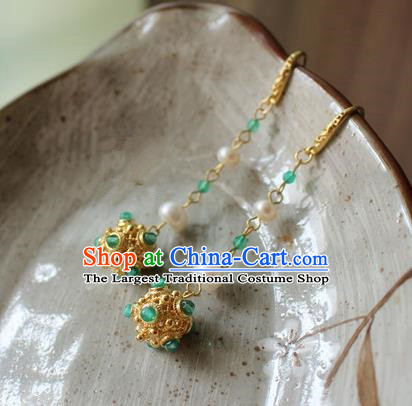 Asian Chinese Traditional Ear Accessories Ancient Hanfu Golden Earrings for Women