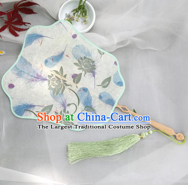 Traditional Chinese Crafts Palace Fans Printing Lotus Fans Ancient Silk Fan for Women