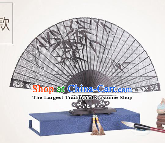 Chinese Traditional Crafts Sandalwood Folding Fans Pierced Bamboo Fans Accordion Fan