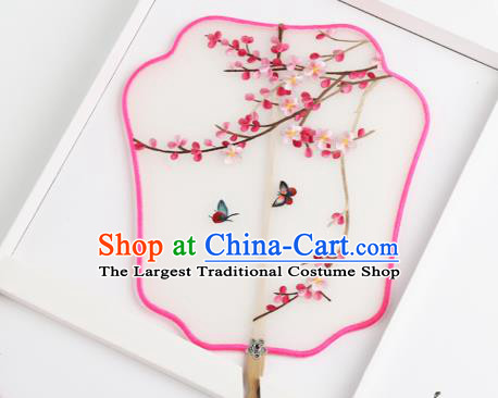 Traditional Chinese Crafts Palace Fans Silk Round Fans Ancient Princess Embroidered Plum Blossom Fan for Women